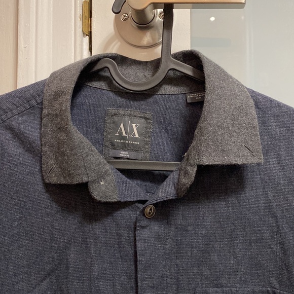 Armani Exchange Men's Blue and Black Dress Shirt - Picture 2 of 7